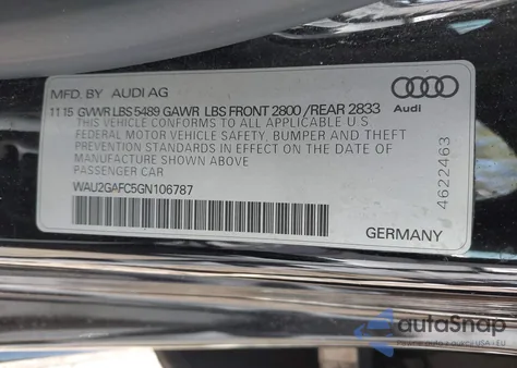 2016 Audi A7 3.0T Premium Plus from USA, damaged, VIN WAU2GAFC5GN106787